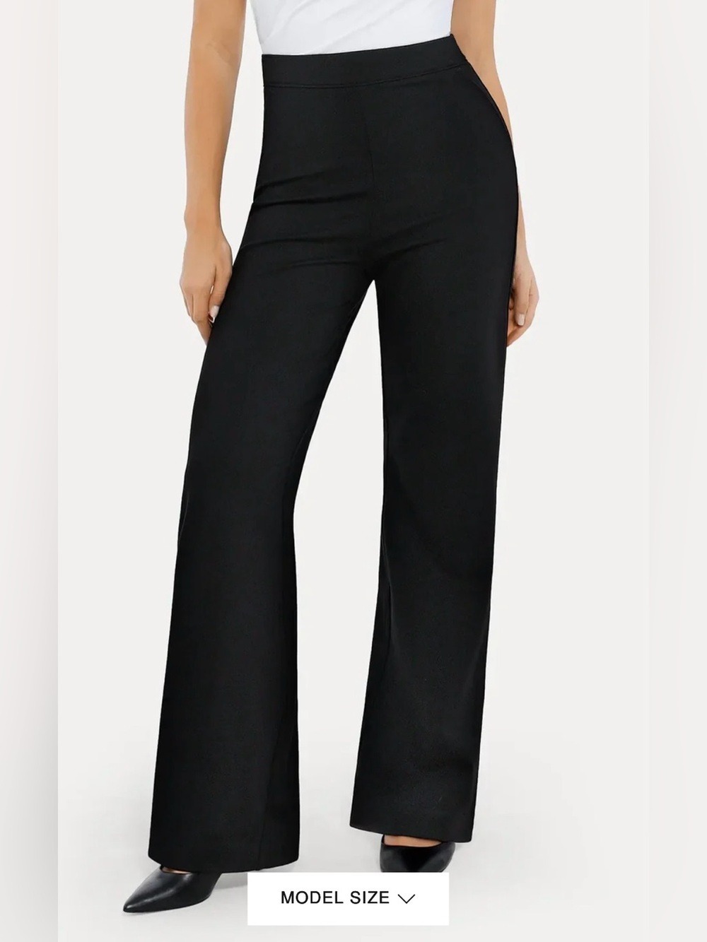 Popilush Built-In Shapewear Executive High Waisted Wide-Leg Ponte Pants